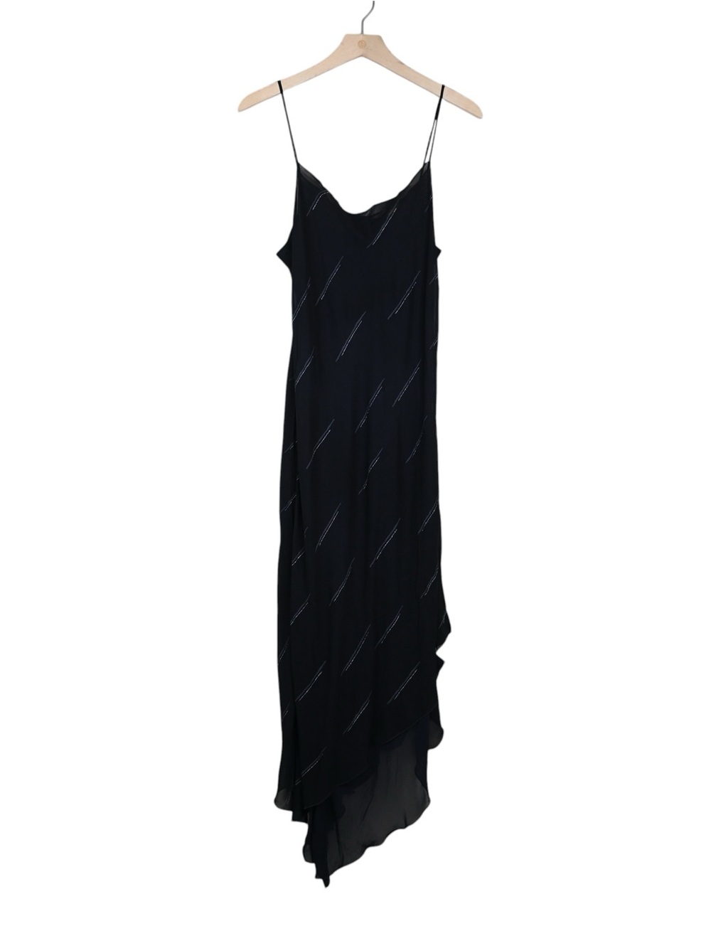 Lapis Los Angeles Women's Black Sleeveless Diagonal Metallic Maxi Slip Dress